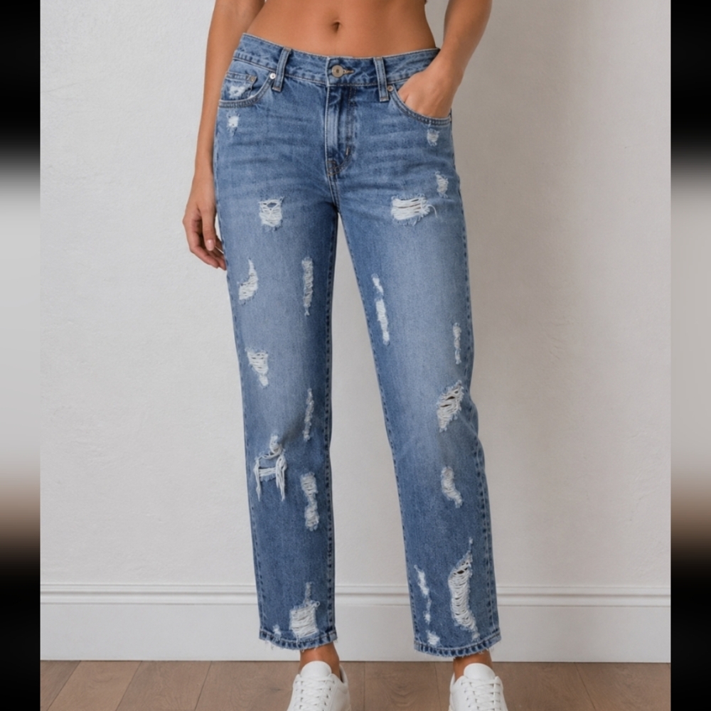 ZARA BASIC Z1975 DENIM Distressed Jean 8